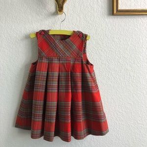 Tartan Plaid Pleated Empire Waist Vintage Girls Dr